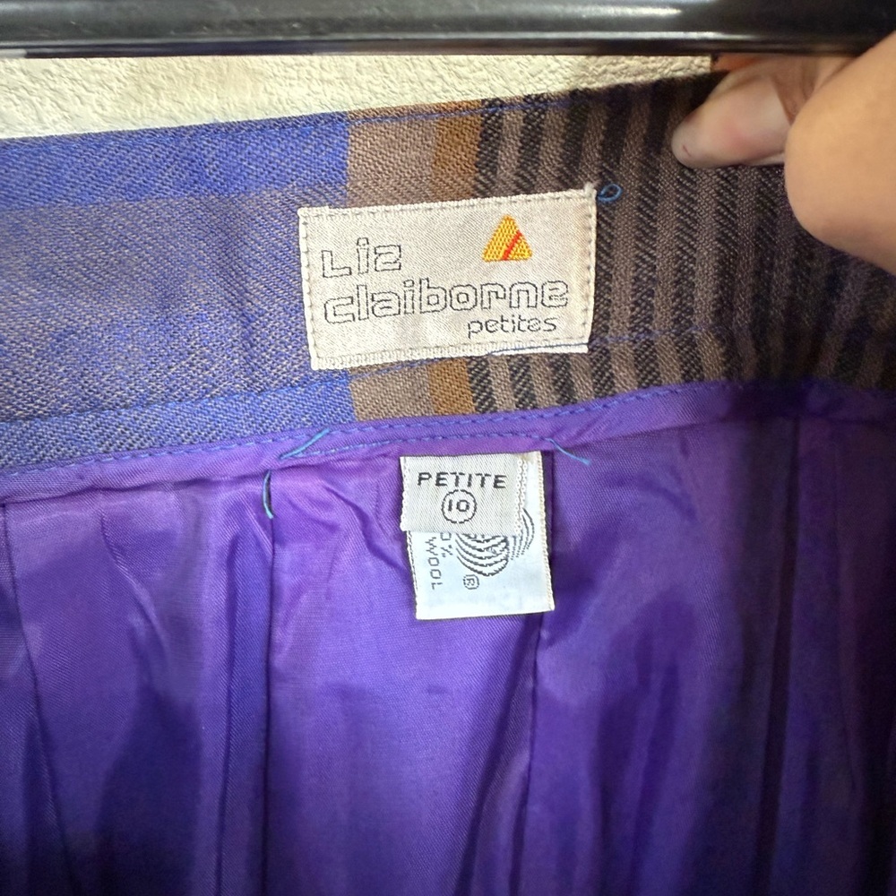 Vintage 100% Wool Plaid Midi Skirt Blue Green Tartan Pleated Size 10P - Picture 5 of 9